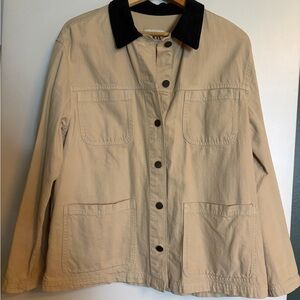 Zara Beige Canvas Jacket with Black Collar